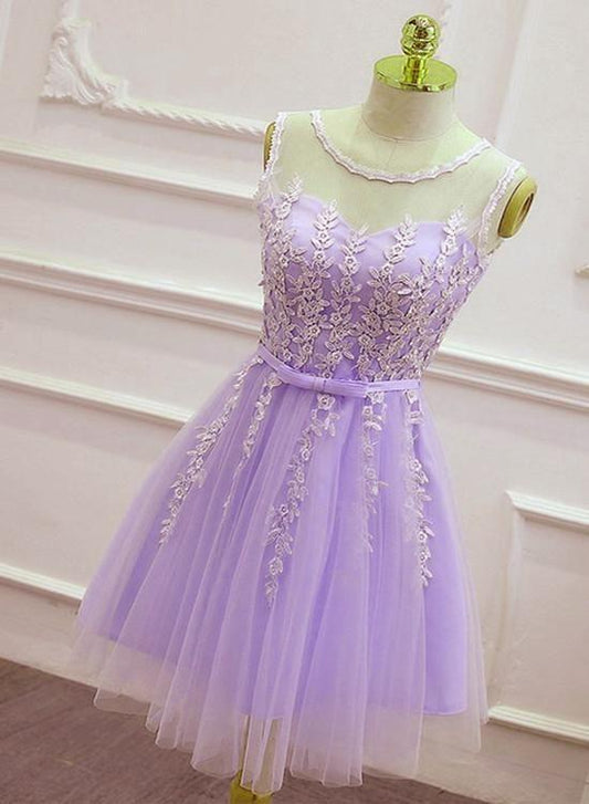 Cute Kenzie Homecoming Dresses Lace Round Neckline Knee Length Short Party Dress XXA23414