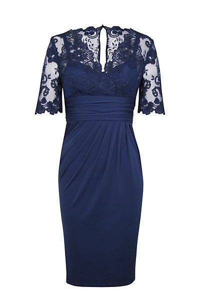 Homecoming Dresses Annalise Eleagnt Short Sleeves Empire Navy Blue Short Mother Of The Bride CD23434