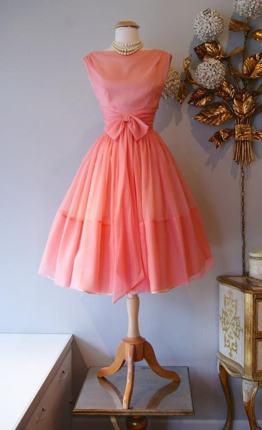 Cocktail Homecoming Dresses Angela 1950S Vintage Ball Gown Crew Neck Coral Mini Short Dresses