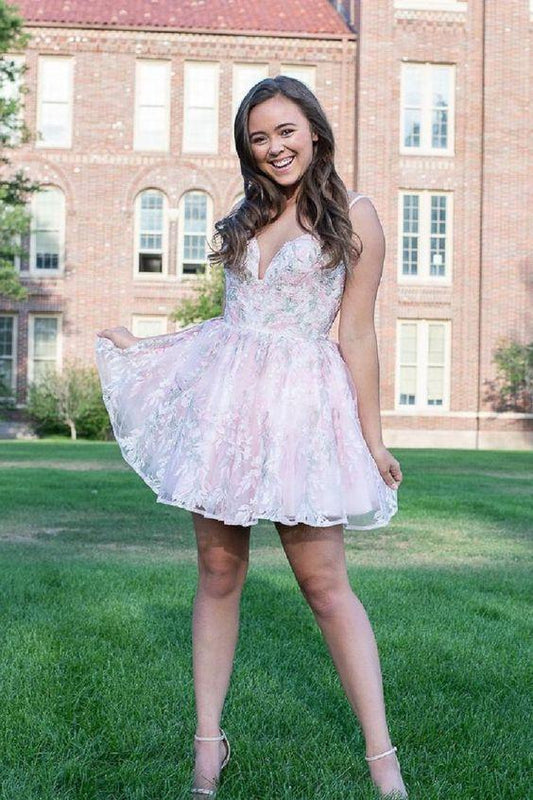 Lace Homecoming Dresses Pink Alivia A-Line Short Dress For Your 2024 School Dancing XXA23672