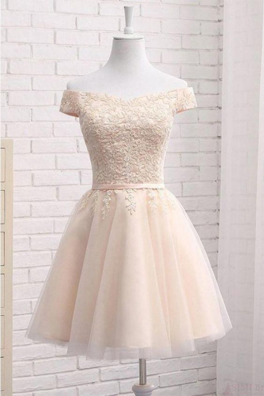 Off Shoulder Tulle Short With Appliques Rebekah A Line Homecoming Dresses Mini Sweet 16 Dress XXA2382