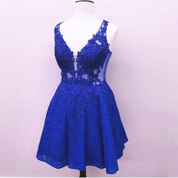 Short Mini Beaded Patsy Lace Homecoming Dresses Cocktail Dresses V Neck XXA23904