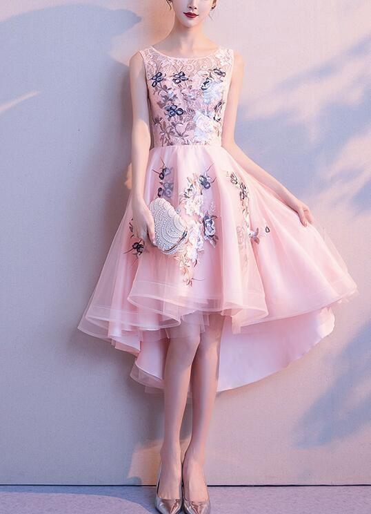 Pink Homecoming Dresses Jeanie Lace And Tulle High Low Lovely Party Dress XXA2430