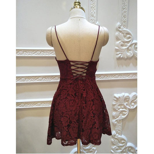 Sexy Straps Mini Lace Homecoming Dresses Mary Party Dress Short XXA24584