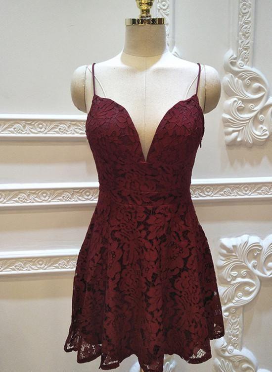 Sexy Straps Mini Lace Homecoming Dresses Mary Party Dress Short XXA24584