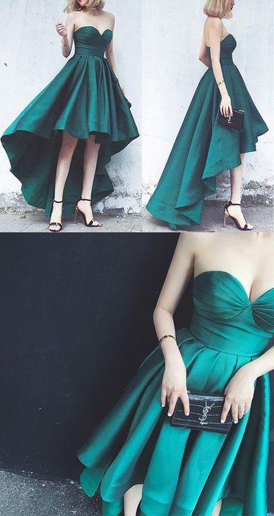 Elegant Strapless Homecoming Dresses Lucy High Low Green Formal Evening Gown CD246