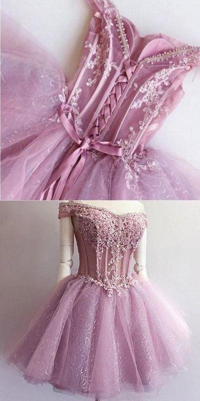 Unique Amy Lace Homecoming Dresses Beaded Cute Gorgeous Stunning Short CD262