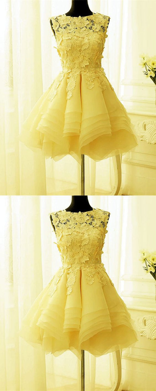 Yellow Short Dresses Semi Amelia Cocktail Homecoming Dresses Formal Dresses Short Dress XXA2732