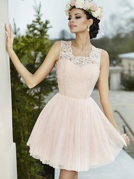 Elegant A-Line Halter Cheap Short Hilda Homecoming Dresses Lace CD281