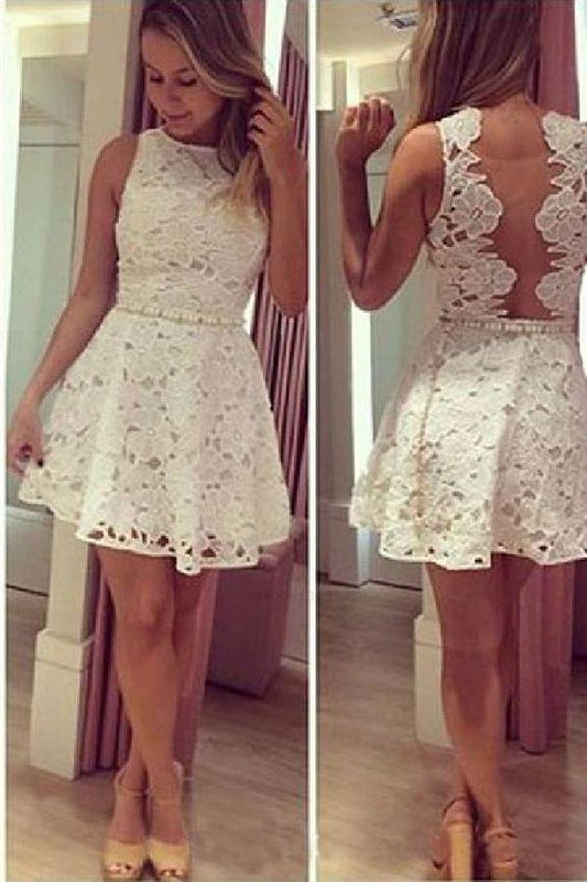 Pretty Homecoming Dresses Kierra Ivory Lace CD2877