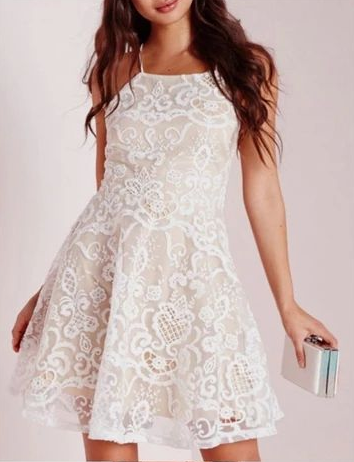 Modern Homecoming Dresses Lace Cheyenne White Halter Sleeveless Criss-Cross Straps Short XXA3065