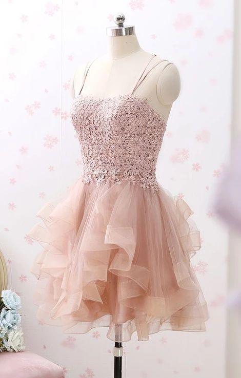 Spaghetti Straps Tulle Homecoming Dresses Lace Londyn Mini Vintage Party Formal Dress XXA3498