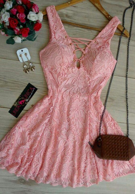 Pink Lace Homecoming Dresses Cheyanne Sexy Dress CD3521