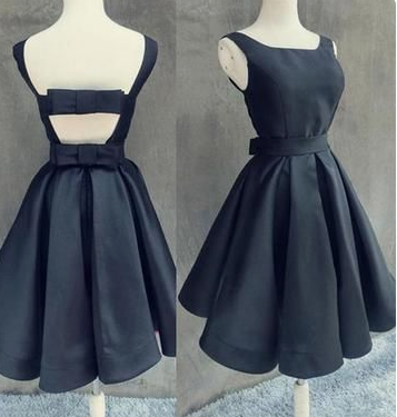 Simple Dark Navy With Bowknot Open Back Cocktail Madelyn Homecoming Dresses Dress CD3905