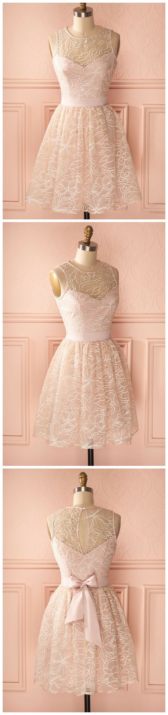 A-Line Scoop Short/Mini Dress Cocktail Homecoming Dresses Lace Micah Dress XXA4614