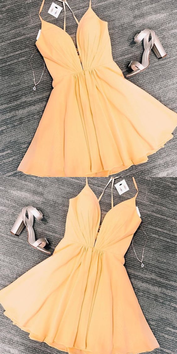 Party Dresses Paige A Line Homecoming Dresses Cocktail Yellow Short For Teens CD4724