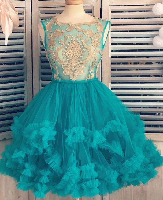 Green Tulle Short Party Dress Green Homecoming Dresses Presley Lace XXA4988