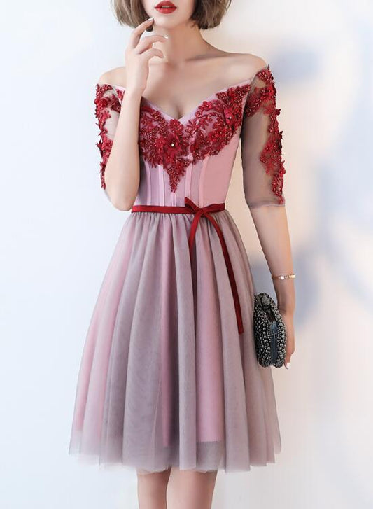 Elegant Tulle V-Neckline Party Pink Homecoming Dresses Marin Dress 2024 Short XXA5753