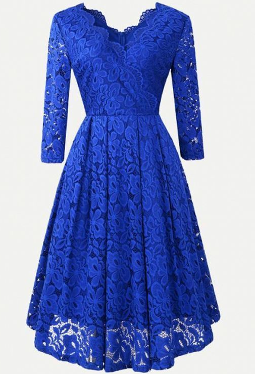 3/4 Sleeve Lace Homecoming Dresses Hope Royal Blue Short CD5789