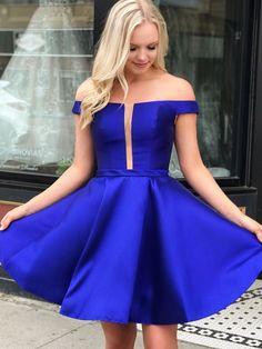 Off Shoulder Royal Blue Ariana Homecoming Dresses Short Dresses Short Formal XXA6987