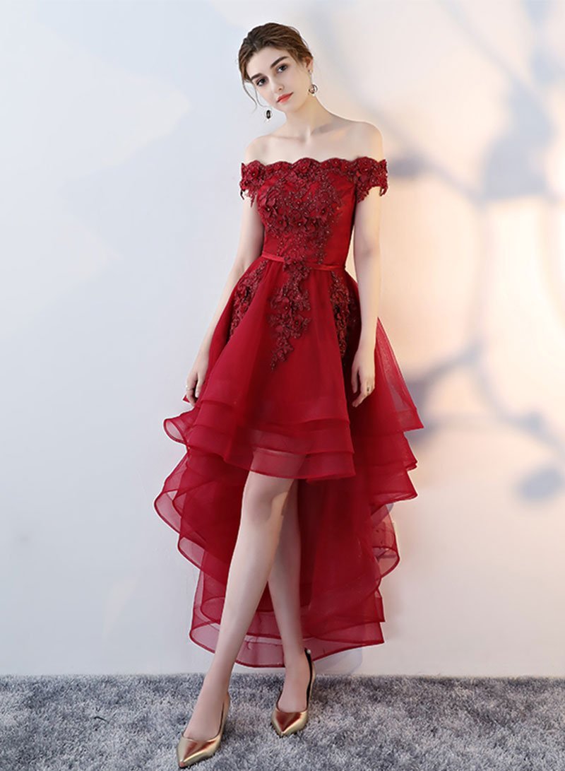 Cute Prudence Lace Homecoming Dresses Tulle Short High Low Evening Dress CD727