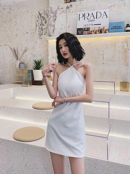 White Homecoming Dresses Marley Evening Dress Fashionable Party Dress Temperament Sexy Evening Dress Halter Neck XXA7462