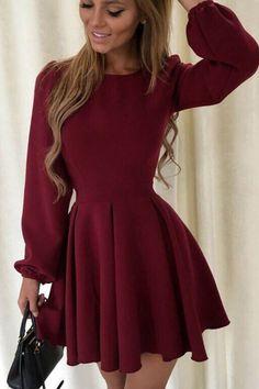 Claret Long Sleeves Dress Homecoming Dresses Areli Cocktail CD7759