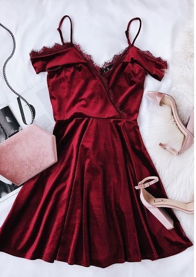 Burgundy Spaghetti Short Dress Chic Sierra Homecoming Dresses Evening Dress Fashion Party Dress CD815