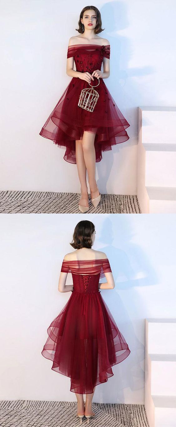 Burgundy Tulle Short Dress Burgundy Tulle Evening Homecoming Dresses Lace Rosa XXA826