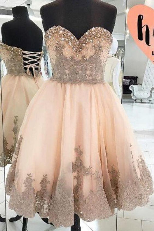 2024 Hot Jessie Lace Homecoming Dresses A Line Selling Tulle Sweetheart With Appliques XXA8345