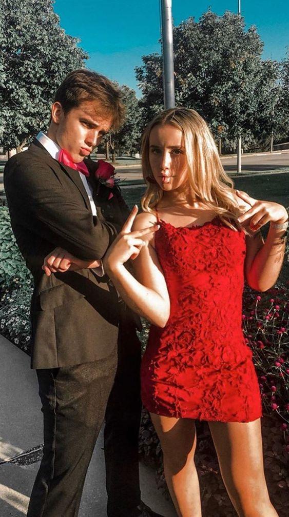 Sexy Red Short Cocktail Lace Homecoming Dresses Mallory Tight Short Party Dresses Cheap Dresses For Teens CD8486