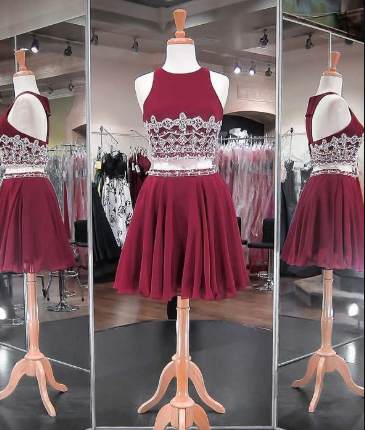 Homecoming Dresses Maeve Chiffon Two Piece Beadings Skirt Fashion Style Short Party Gowns XXA878