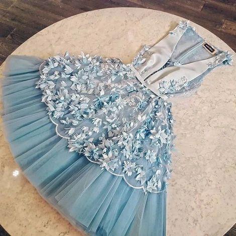 Unique Tulle Short Saniya Lace Homecoming Dresses Blue CD9080