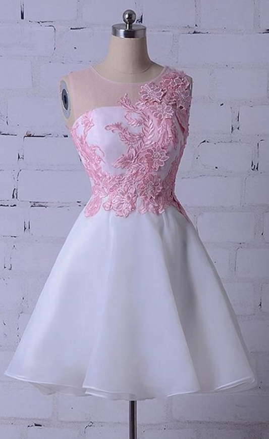 Beautiful Cocktail Homecoming Dresses Cassidy Lace Cute Round Neck Sleeveless Appliques Dress XXA934