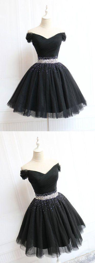 Beautiful Cute Homecoming Dresses Zariah Charming Black Tulle V Neck Beaded Short Dress Black XXA938