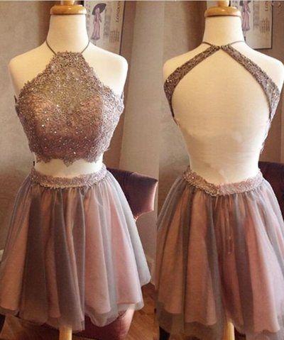 2024 Crop Top Homecoming Dresses Lace Yazmin Pleated Tulle Two Piece CD96