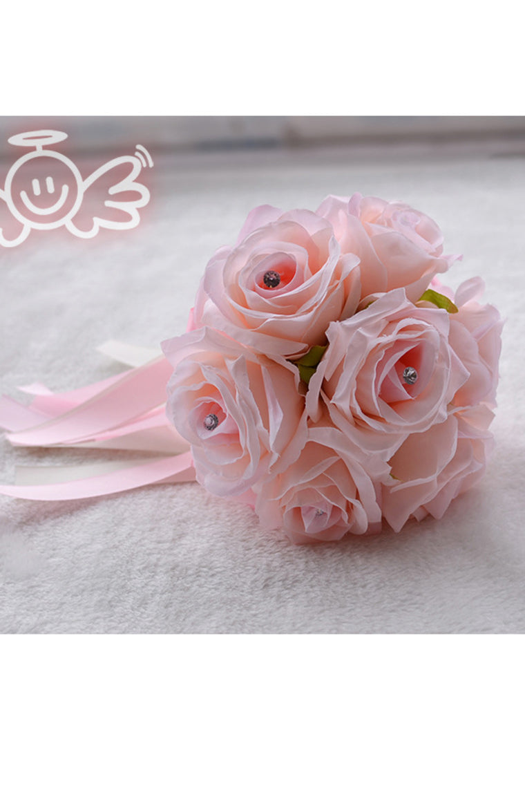 Sweet Round Artificial Silk/Rhinestone Bridesmaid Bouquets