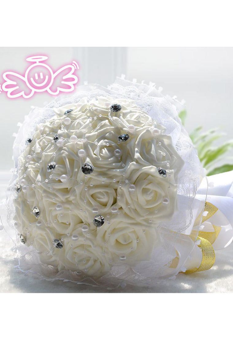 Pretty Round Bridal Bouquets With Pearls