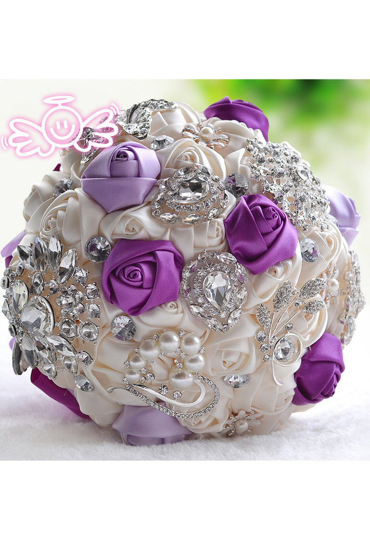 Elegant Round Satin/Brooch Bridal Bouquets