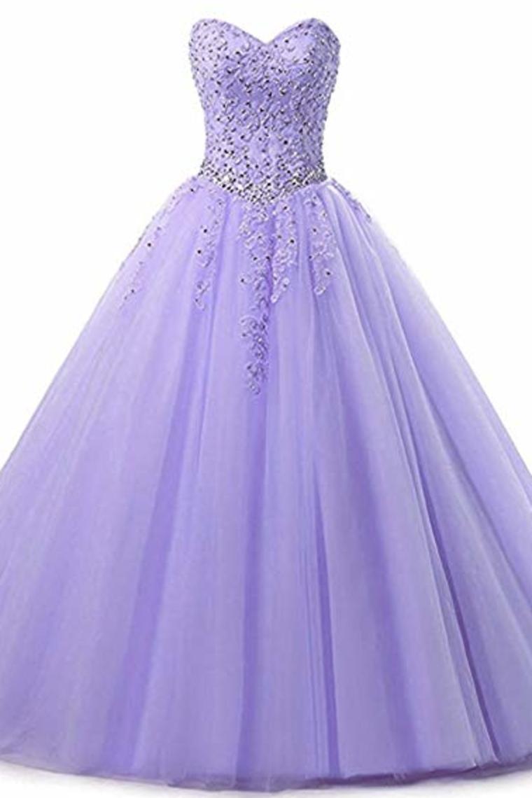 Tulle Beading Sweetheart Neck A Line Sleeveless Wedding Bridesmaid Long Evening  Festive Party Dress