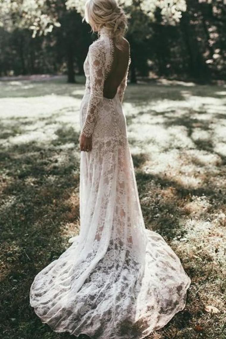 Vintage Lace Applique Long Sleeves High Neck Wedding Gowns Mermaid