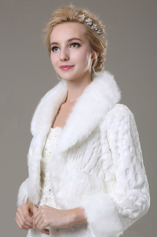 3/4 Length Sleeve Faux Fur Wedding Wrap