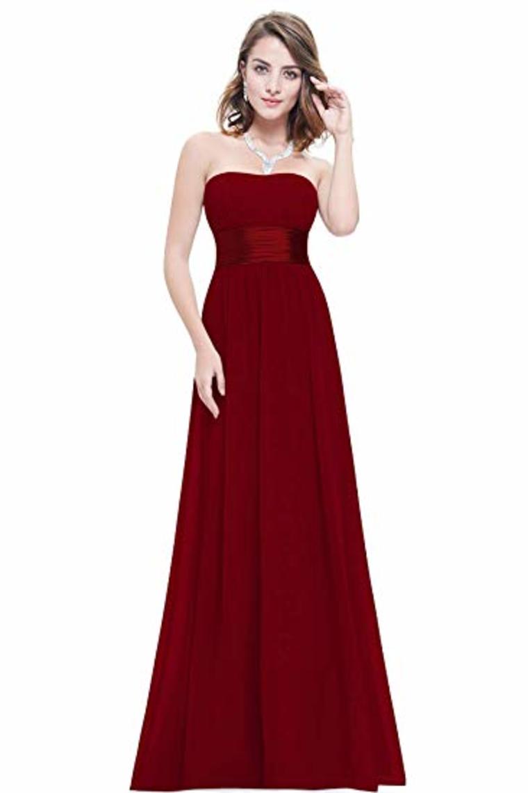 Chiffon Sweetheart Neck A Line Sleeveless Wedding Bridesmaid Long Evening  Festive Party Dress