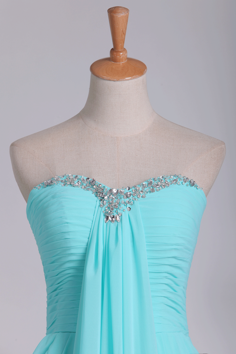 2024 Prom Dresses Sweetheart A Line Chiffon With Beads And Ruffles