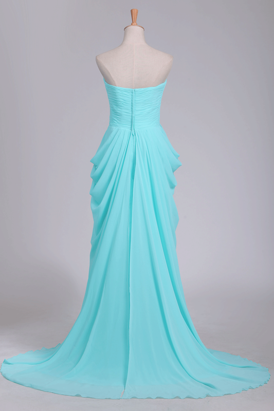 2024 Prom Dresses Sweetheart A Line Chiffon With Beads And Ruffles