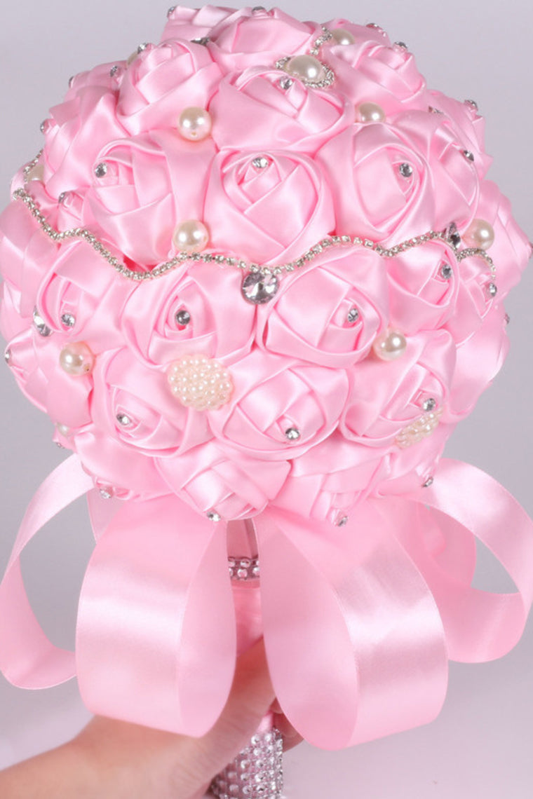 Pretty Round Satin/Pearl/Rhinestone Bridal Bouquets