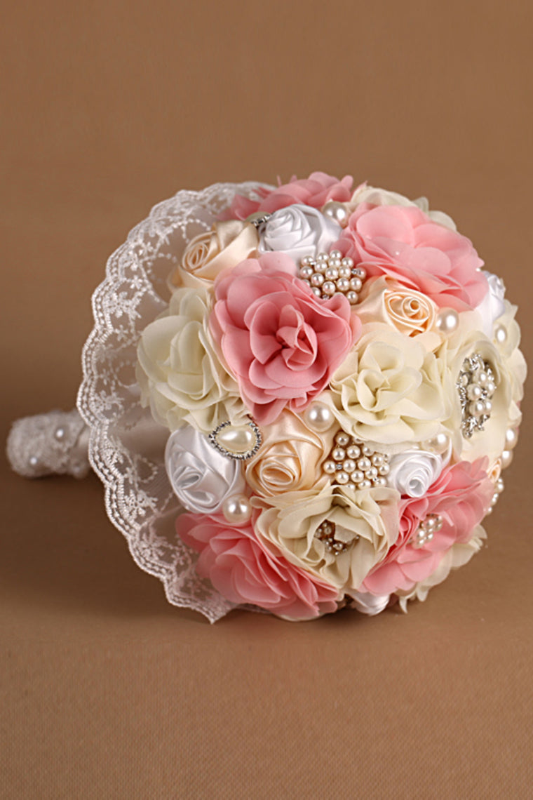 Pearl Crystal Roses Flower Girl Wedding Bridal Corsage Bouquet (27*22cm)