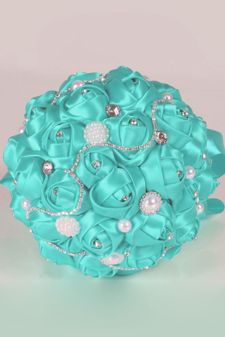 Pretty Round Satin/Pearl/Rhinestone Bridal Bouquets