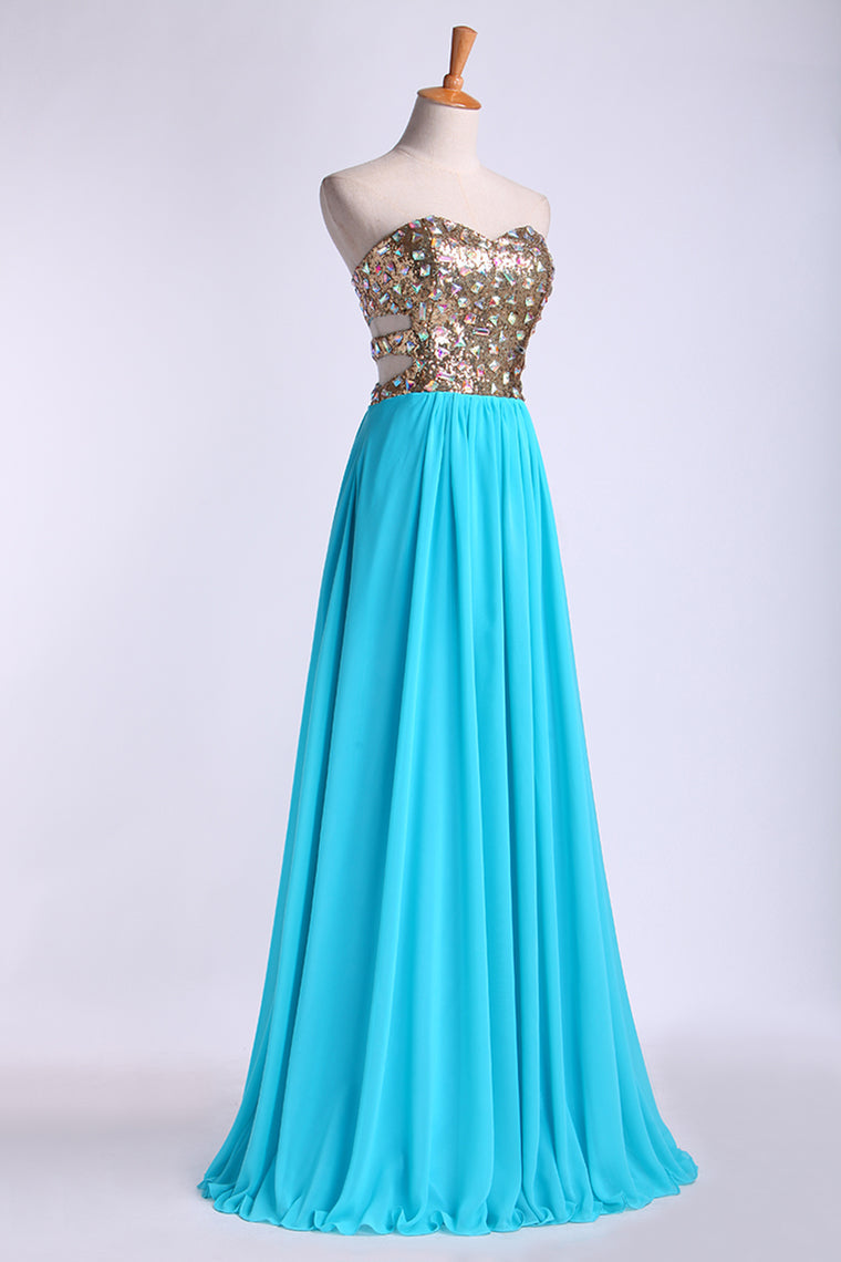 2024 Prom Dresses A Line Sweetheart Floor Length Chiffon