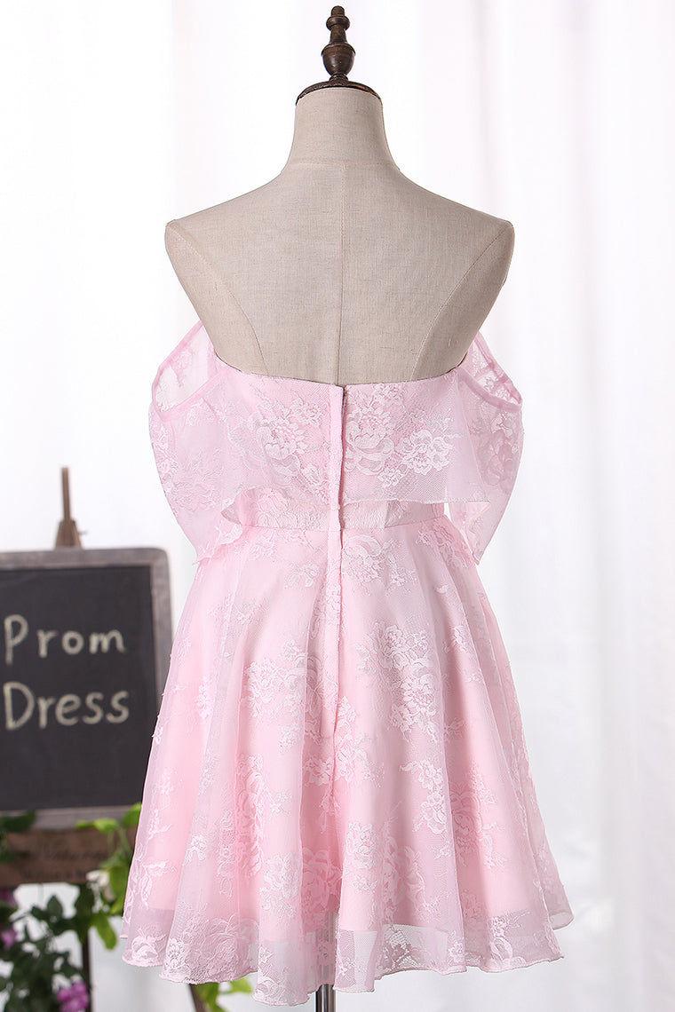 2024 Lace Sweetheart Homecoming Dresses A Line Short/Mini